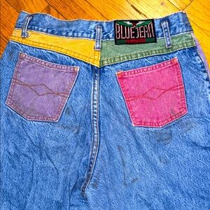 Vintage 80s Blue Jean color block Jean shorts women’s